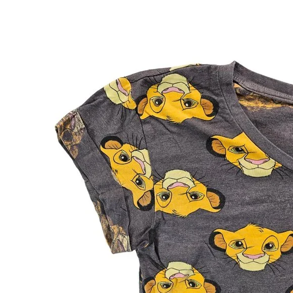 Disney Womens Size S Gray Graphic Tee Lion King Simba Face T-Shirt Casualwear - Picture 4 of 9